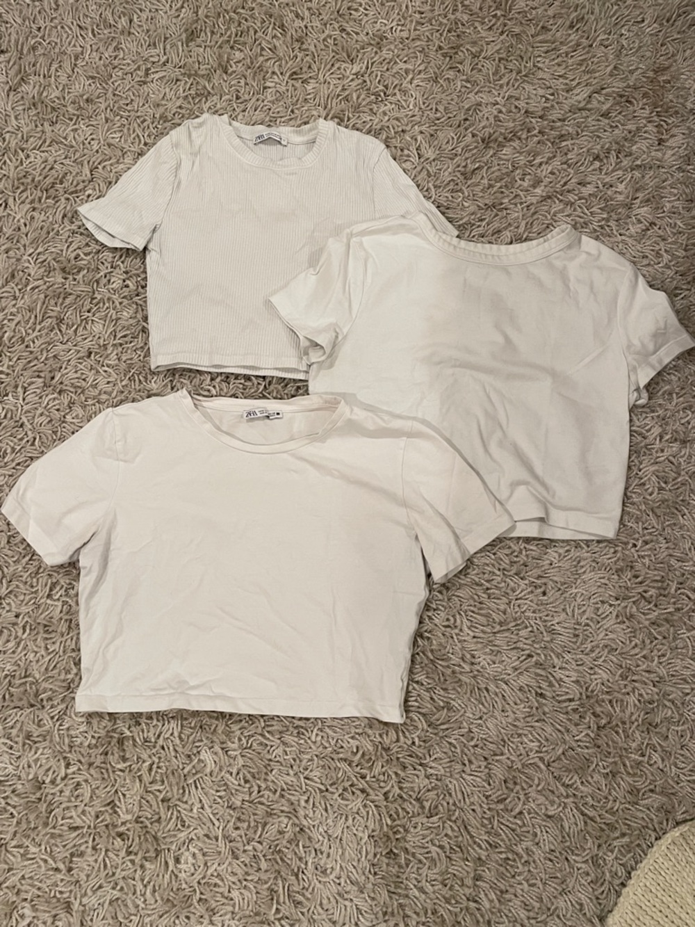 Zara and Wild Fable White Crop T-Shirt - Multipack Bundle (ribbed and not)
